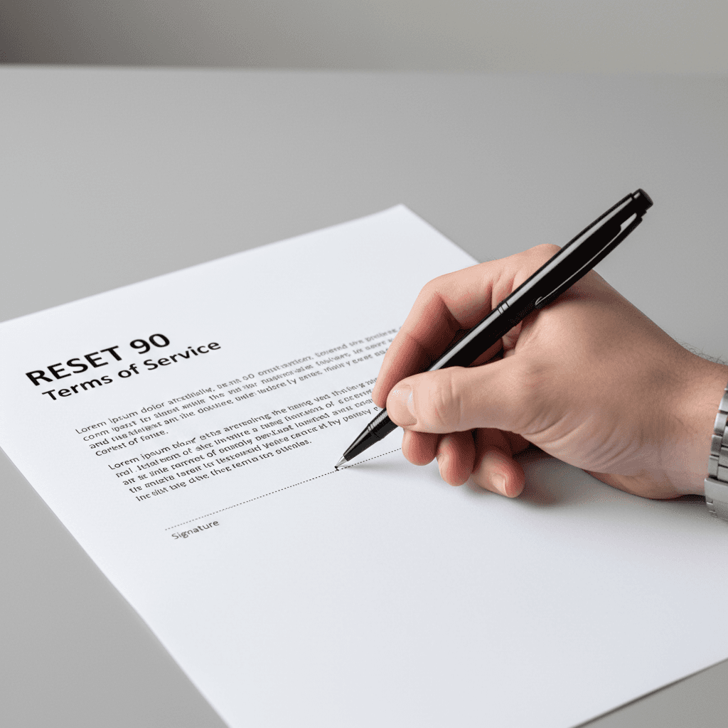 Person signing a terms document