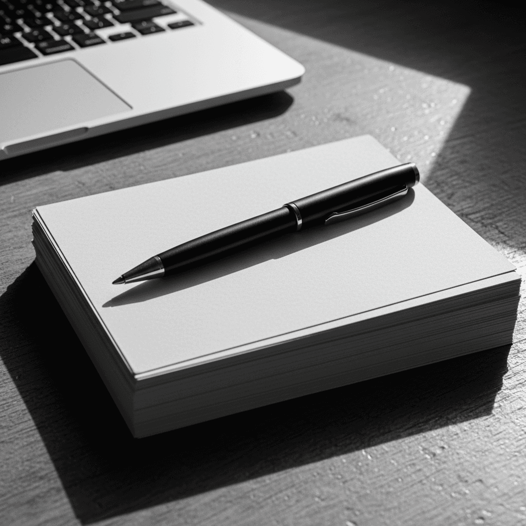 Stack of performance cards with a pen on a dealership desk